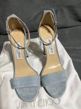 JIMMY CHOO Women's Misty 120 Aqua Suede Platform High-Heel Sandals